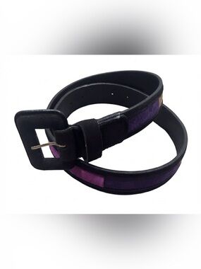 Compagnie Internationale Express Suede Leather Belt Colorblock VTG Purple Large